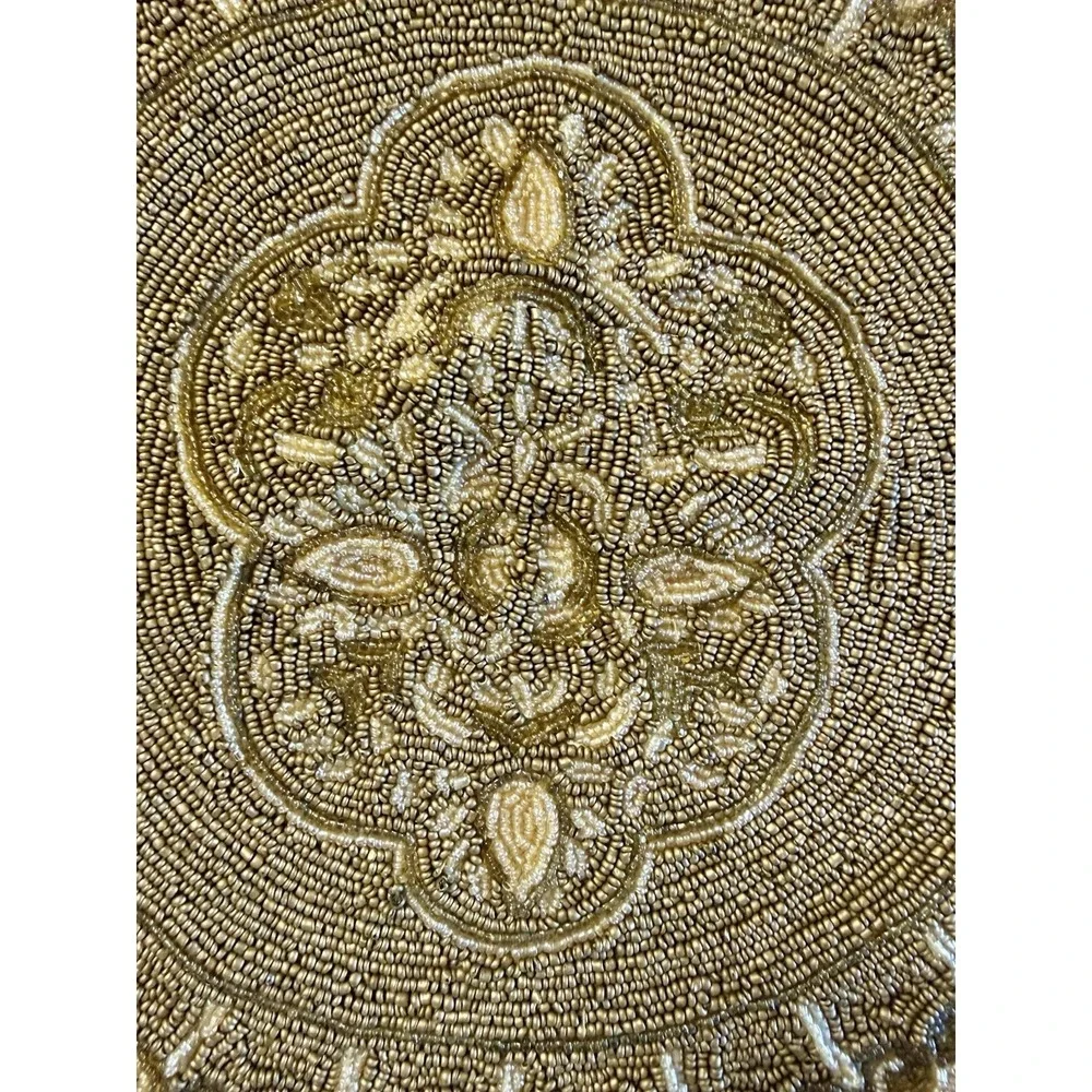 Vintage Victorian Hand Beaded Centerpiece Doily 22